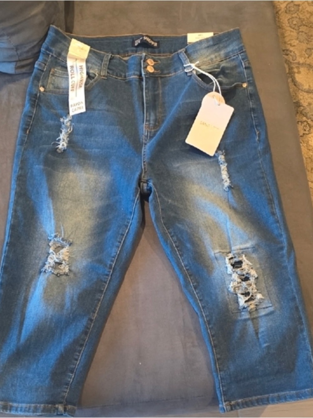 Distressed Rayon Capris